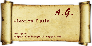 Alexics Gyula névjegykártya